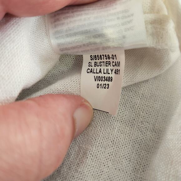 OLD NAVY Bustier Camisole Womens M White Tie Straps Smocked Back Linen Blend Bow - Picture 5 of 10